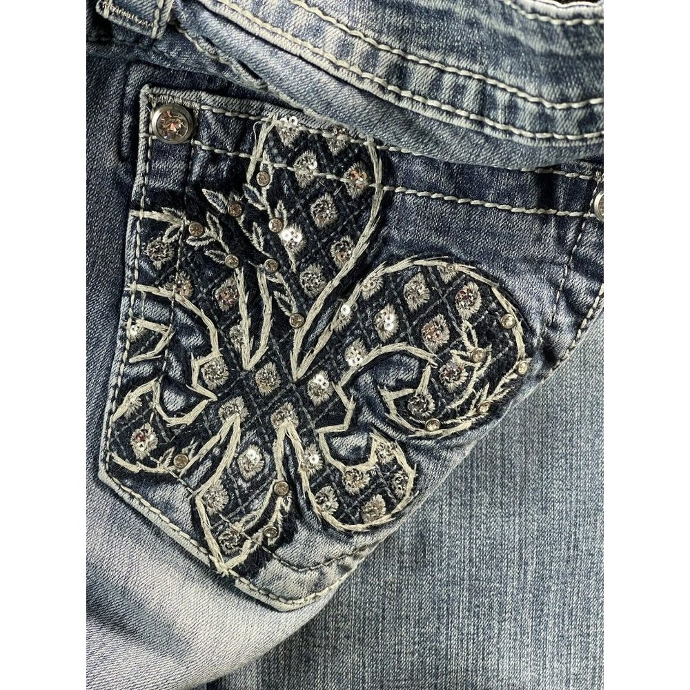 Miss Me Jeans Womens Size 32 Blue Signature Skinny Embellished Denim Ladies Pant - Picture 3 of 12